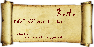 Körözsi Anita névjegykártya