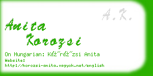 anita korozsi business card